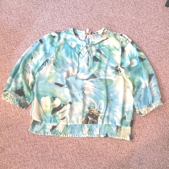 ⭐️CLEO FLORAL BLOUSE SHEER LIGHTWEIGHT BOHO MULTICOLOR WOMENS MEDIUM - Picture 7 of 7